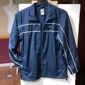 Mens NIKE FullZip NavyBlue WINDBREAKER w/ mesh lining and drawstring bottom Sz M